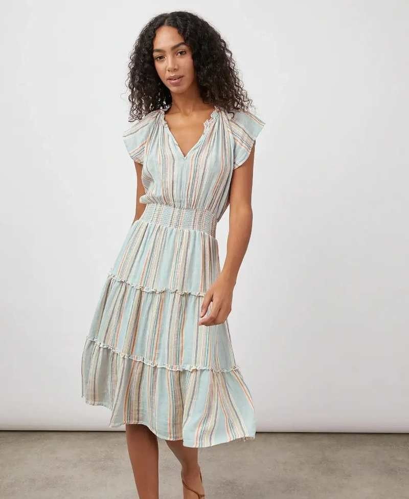 Rails Amellia Pastel Striped Midi Dress M Coastal Cottagecore Boho Graduation